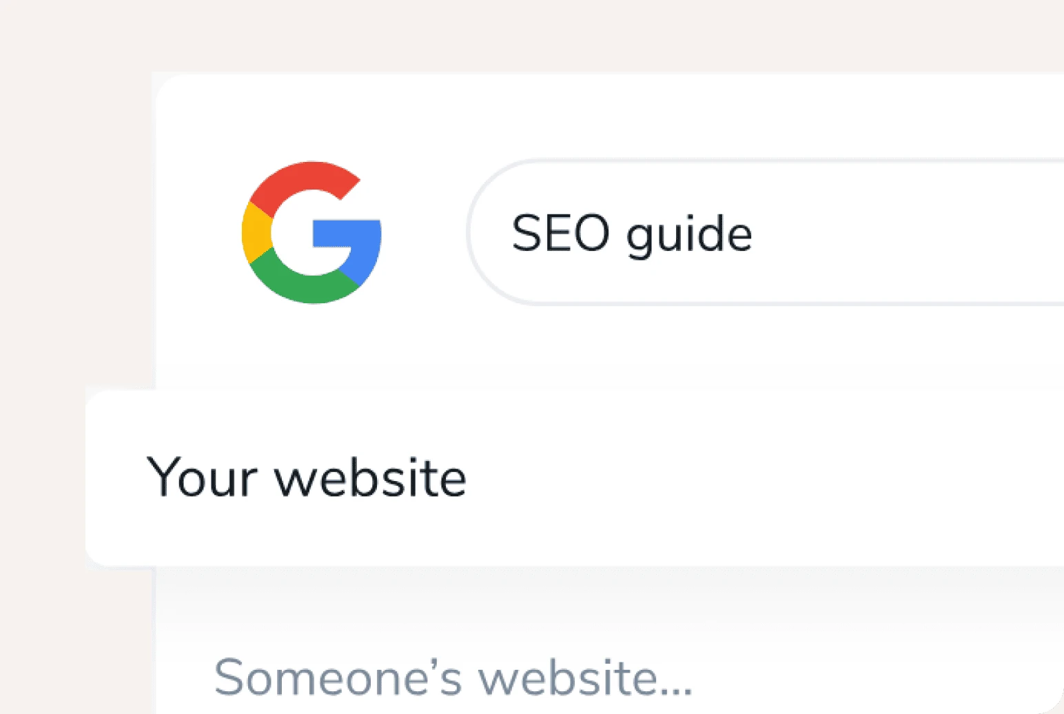 Google search of SEO guide, including the text "Your website" as the search